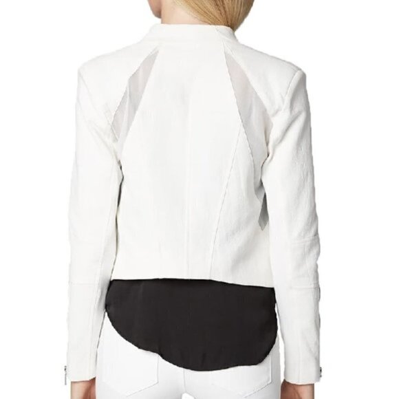 Nordstrom Blank NYC White Crepe Moto Jacket with Mesh Panels - Picture 5 of 11